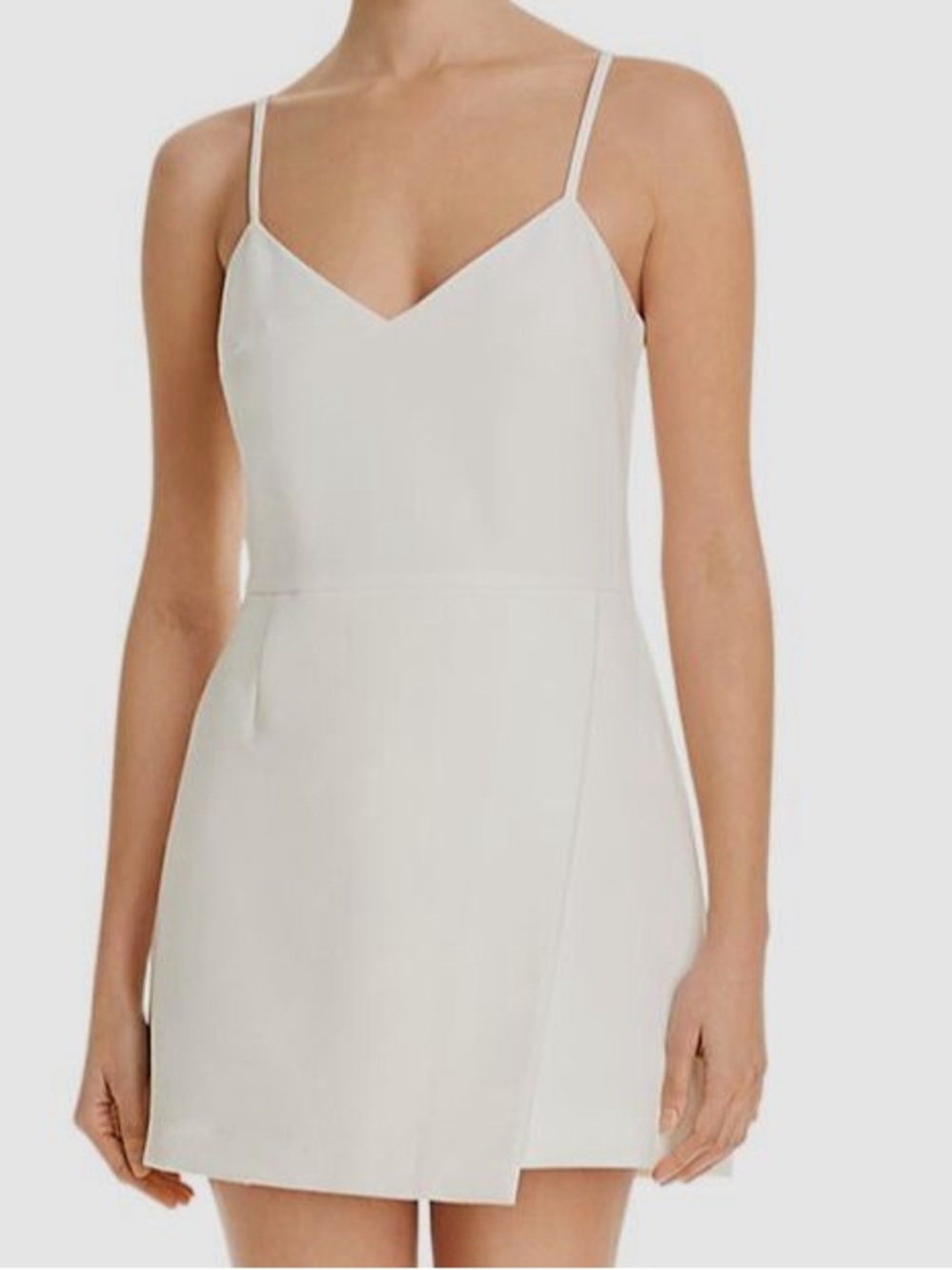 French Connection White Spaghetti Strap V-Neck Mini Dress